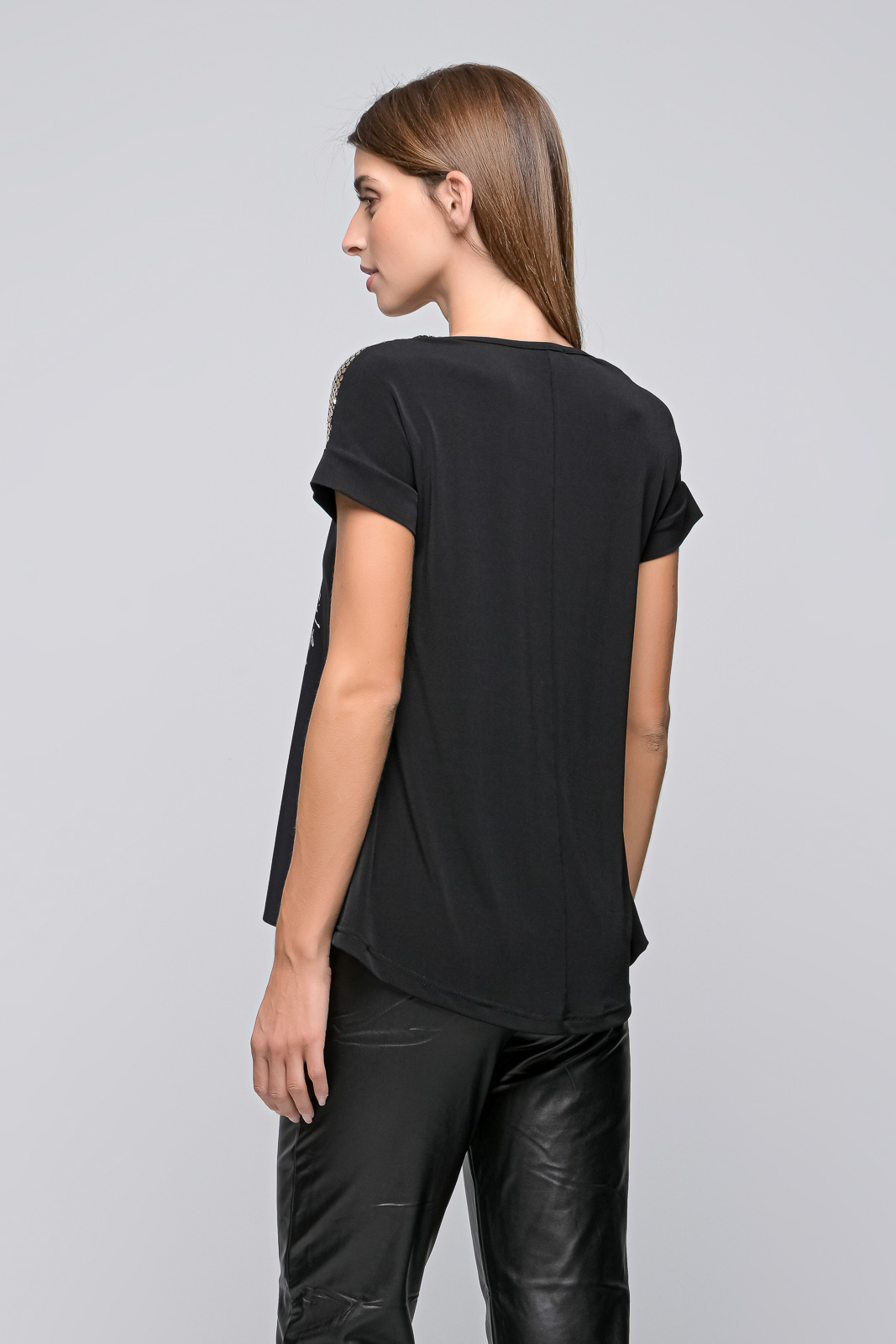 T-SHIRT WITH BLACK SEQUINS