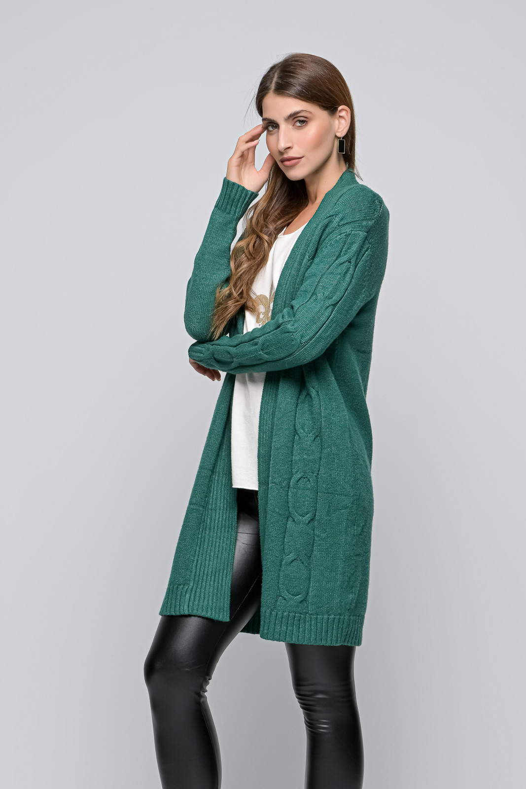 LONG KNITTED JACKET WITH PETTO