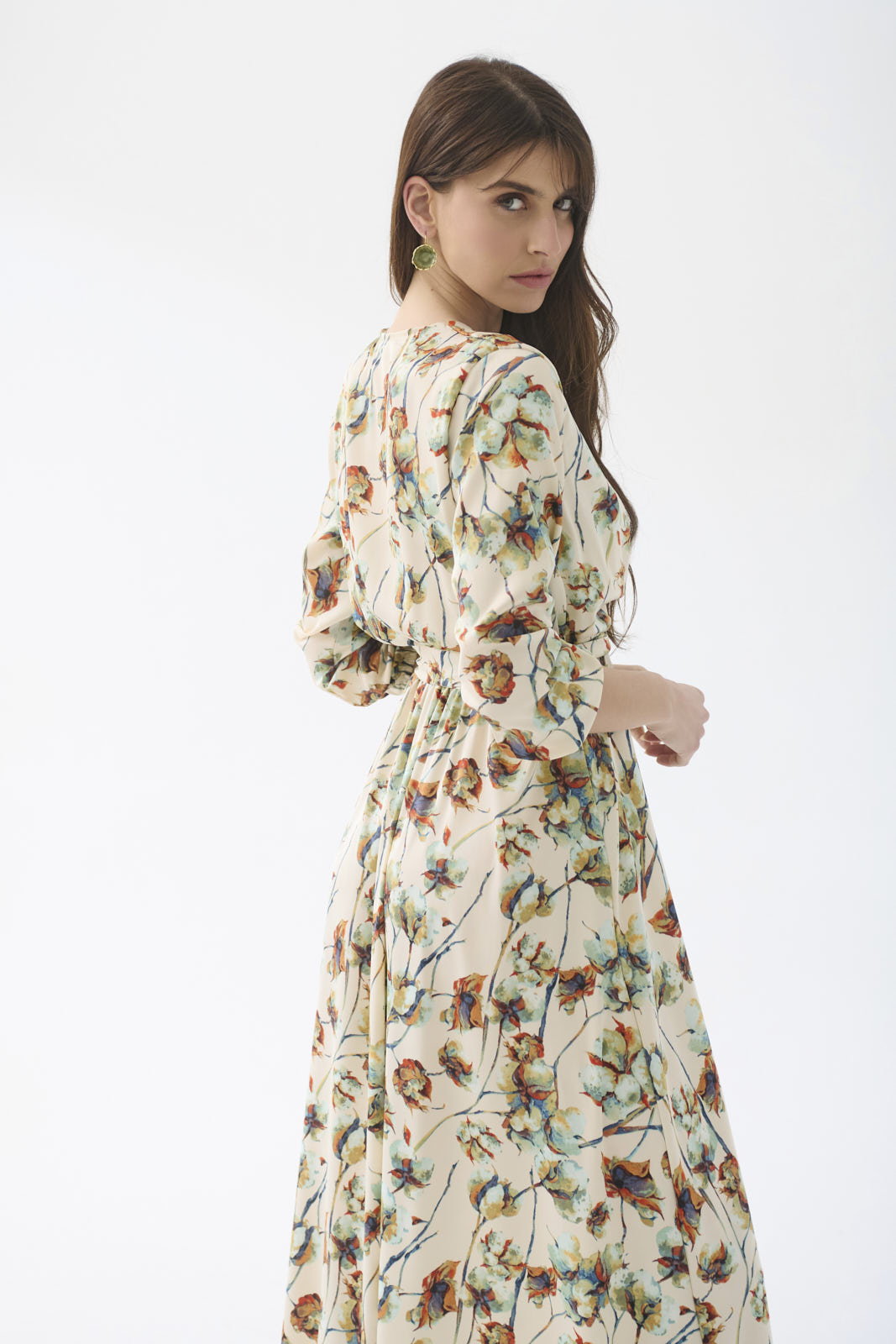 SATIN DRESS PRINTED LONG